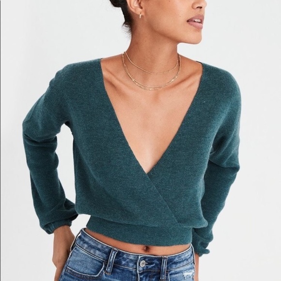 American Eagle Outfitters Sweaters - AE Surplice Wrap Cropped Sweater